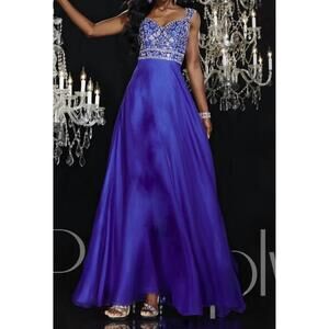 NEW PANOPLY women's silky chiffon gown in royal